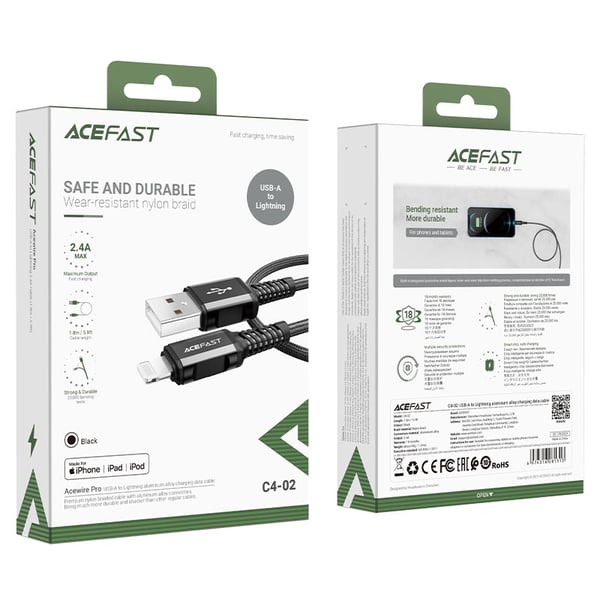 Miniatyrbillede 3 af 8: ACEFAST C4-02 1,8 m Sort