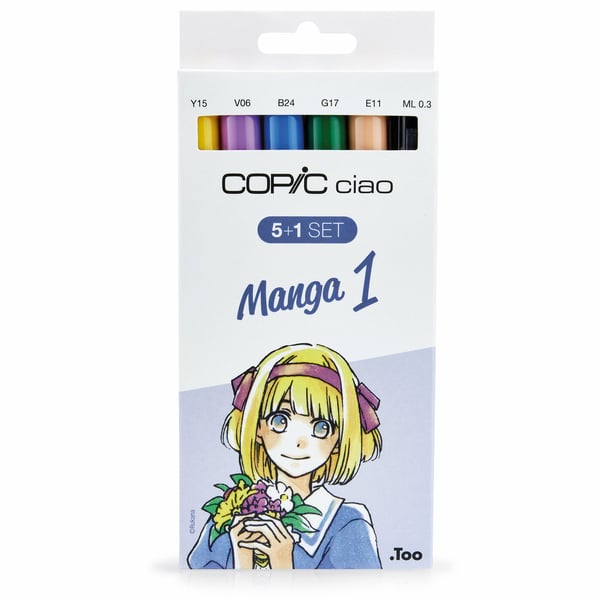 Miniatyrbild 1 av 8: Copic Ciao 5+1 Set Manga 1 märkpennor 6 styck Mejsel-/penselspets Multifärg