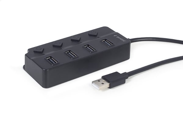 Gembird USB 2.0 powered 4-port hub with switches black USB 2.0 Type-A Musta