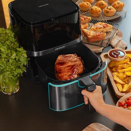 Miniatyrbillede 7 af 8: Cecotec 03315 frituregryde Enkelt 5,5 L Enkeltstående 1700 W Varmluftsteger Sort, Rustfrit stål