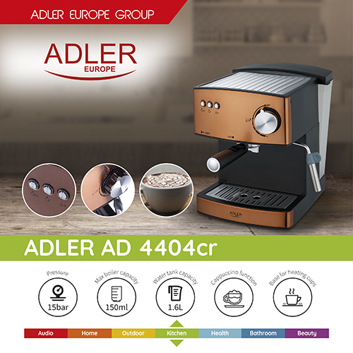 Miniatyrbild 6 av 12: Adler AD 4404cr Halvautomatisk Espressomaskin 1,6 l