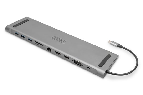 Pikkukuva 1 / 6: Digitus DA-70898 kannettavien tietokoneiden telakka ja porttitoistin Langallinen USB 3.2 Gen 1 (3.1 Gen 1) Type-C Hopea