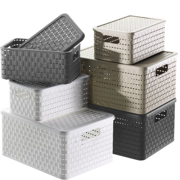 Miniatyrbillede 2 af 4: Rotho 6608601100WS opbevaringskasse Opbevaringskurv Rektangulær Rattan Hvid