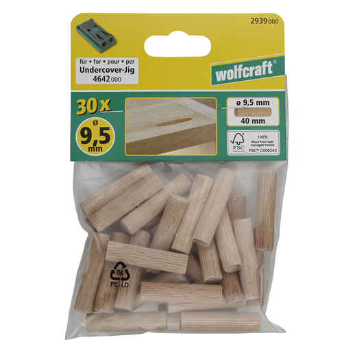 Miniatyrbild 2 av 5: wolfcraft GmbH 2939000 träpluggar 30 styck Bok Rund