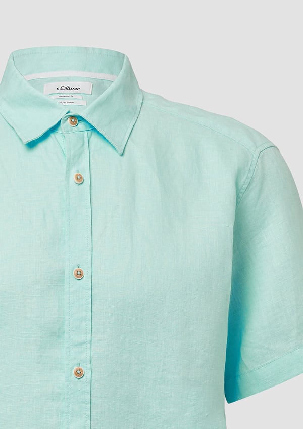 s.Oliver 2165421.6540.S skjorte & top Point collar Kort ærme Linned