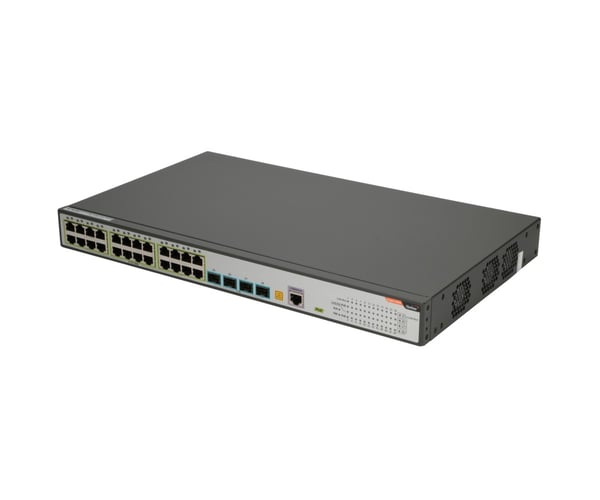 FiberHome S4820-28T-X-PE-AC nätverksswitchar hanterad L2/L3 Gigabit Ethernet (10/100/1000) Strömförsörjning via Ethernet (PoE) stöd 1U Svart, Grå