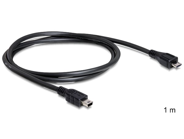DeLOCK 1m USB2.0 microB/miniB USB-kablar Micro-USB B Mini-USB B 0,48 Gbit/s Svart