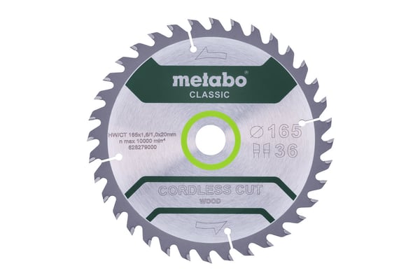 METABO RUNDSAVKLINGE HW/CT 165x20x36z BATTERIDREVET KLASSISK TRÆSKÆRING
