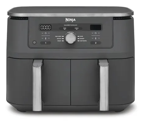 Miniatyrbild 1 av 11: Ninja DZ400EU fritös Dubbel 9,5 l Fristående 2470 W Varmluftsfritös Grå