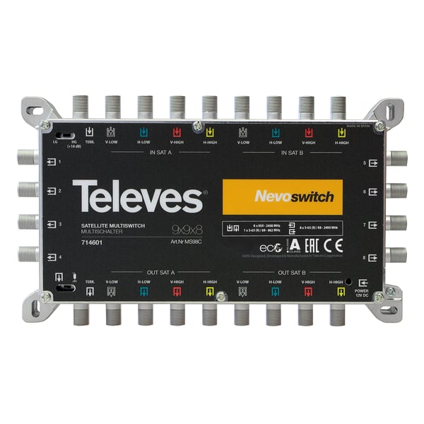 Miniatyrbild 1 av 2: Televes 714601 multiswitch för satellit-tv 9 ingångar 17 utgångar