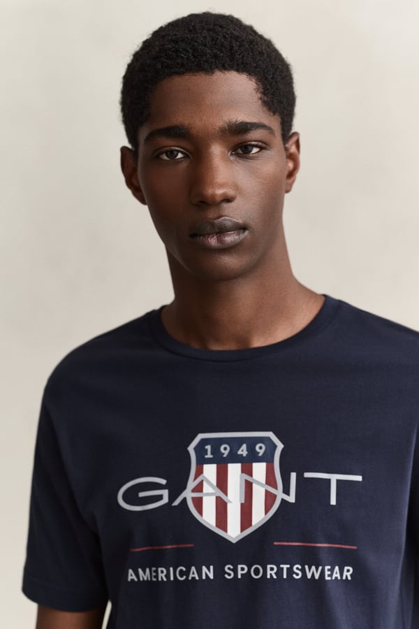 Gant 2003199-433 T-tröja Rib-knit neckline Kortärmad Bomull