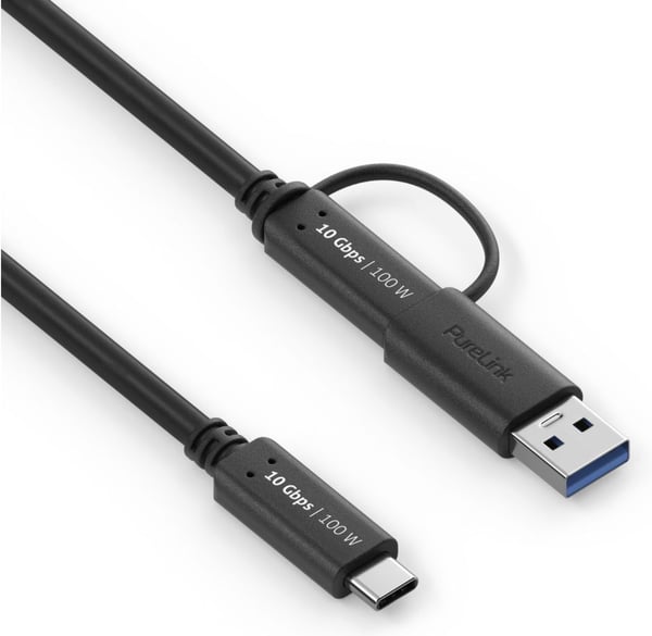 PureLink IS2513-005 USB-kablar USB 3.2 Gen 1 (3.1 Gen 1) 0,5 m USB C USB A/USB C 10 Gbit/s 100 W Svart