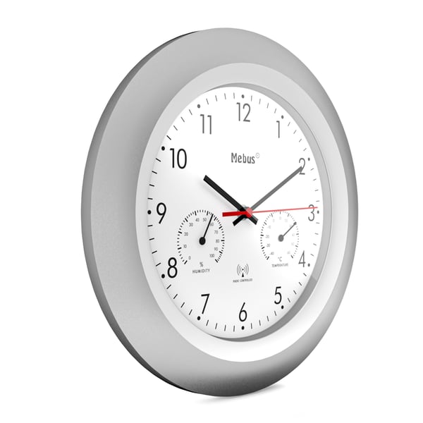 Mebus 19450 vägg- och bordsklocka Digital klocka Rund Silver, Vit