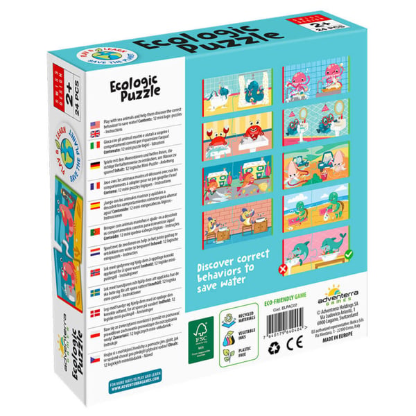 Miniatyrbillede 5 af 5: Adventerra Games Ecologic Puzzle Saving water Puslespil 24 stk Dyr