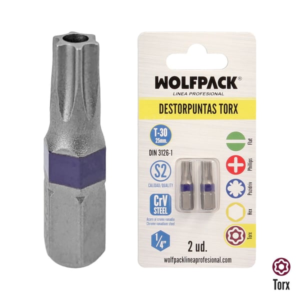 Pikkukuva 1 / 5: Wolfpack Destorpuntas Torx T30 (2 Piezas) Acero S2 al Cromo Vanadio