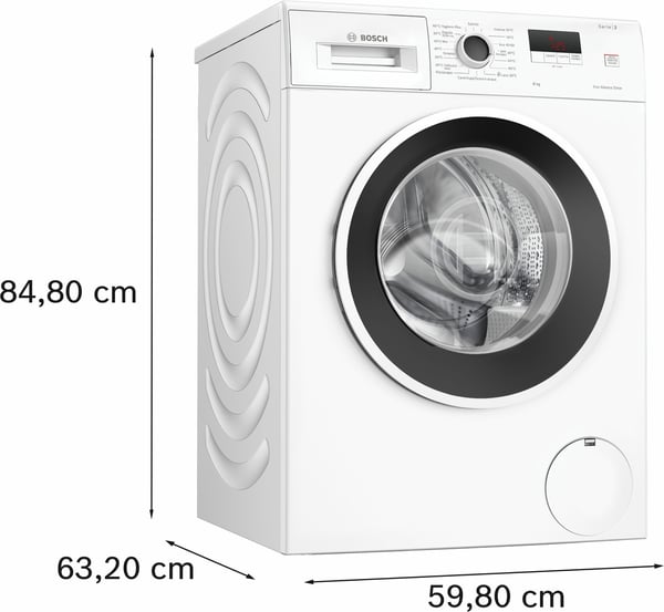 Miniatyrbillede 2 af 4: Bosch Serie 2 WGE03200IT vaskemaskine Front-læsning 8 kg 1200 rpm Hvid