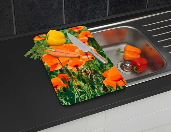 Miniatyrbild 3 av 4: WENKO Champs de Coquelicots skärbrädor Rektangulär Plast, Härdat glas Multifärg