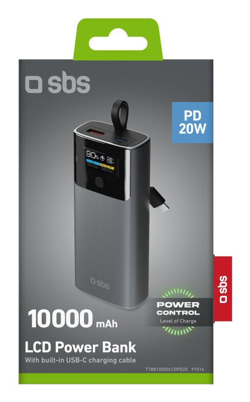 Miniatyrbild 2 av 2: SBS TTBB10000LCDPD20 basstationer 10000 mAh Svart