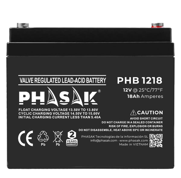 Phasak PHB 1218 UPS batteri Blybatterier (VRLA) 12 V 18 At