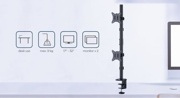 Pikkukuva 6 / 13: Gembird MA-D2-02 monitorin kiinnike ja jalusta 81,3 cm (32") Vastaanotto Musta