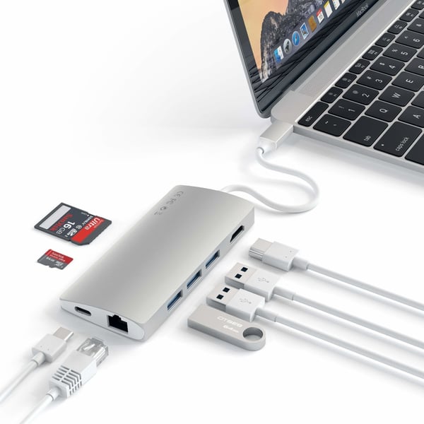 Miniatyrbillede 3 af 5: Satechi ST-TCMA2S dockingstation USB 3.2 Gen 1 (3.1 Gen 1) Type-C Sølv