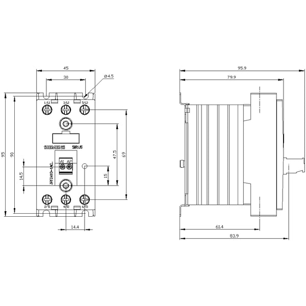 Pikkukuva 4 / 5: Siemens 3RF2410-1AC45 Halbleiterschütz spannungsschaltend 3 Schließer 10 A 1 St. sähkörele