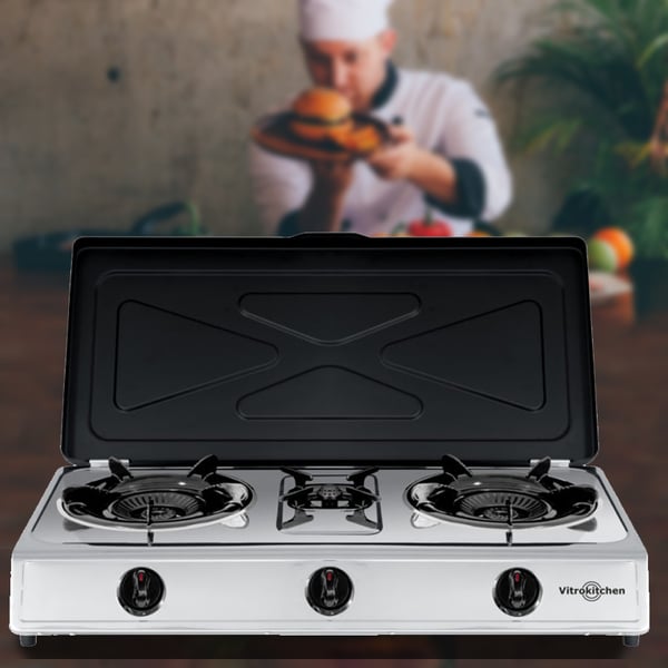 Miniatyrbild 2 av 5: Vitrokitchen 360IB spishällar Svart, Rostfritt stål Bänkdiskmaskin Gas 3 zone(s)