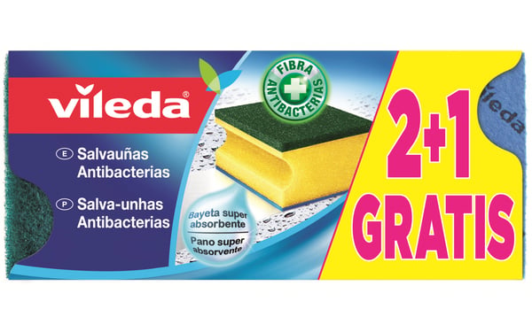 Vileda 8410435030015 svamp Rektangulär Tyg Grön, Gul