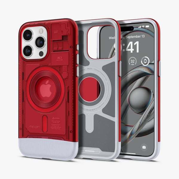 Spigen Classic C1 MagFit matkapuhelimen suojakotelo 15,5 cm (6.1") Suojus Punainen