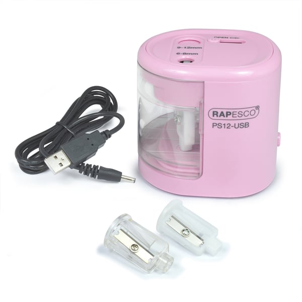 Miniatyrbillede 4 af 5: Rapesco PS12-USB Elektrisk blyantspidser Lyserød