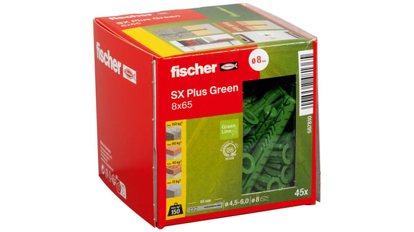 Miniatyrbild 2 av 7: Fischer 567810 skruvankare och väggplugg 45 styck Expansionsankare 65 mm