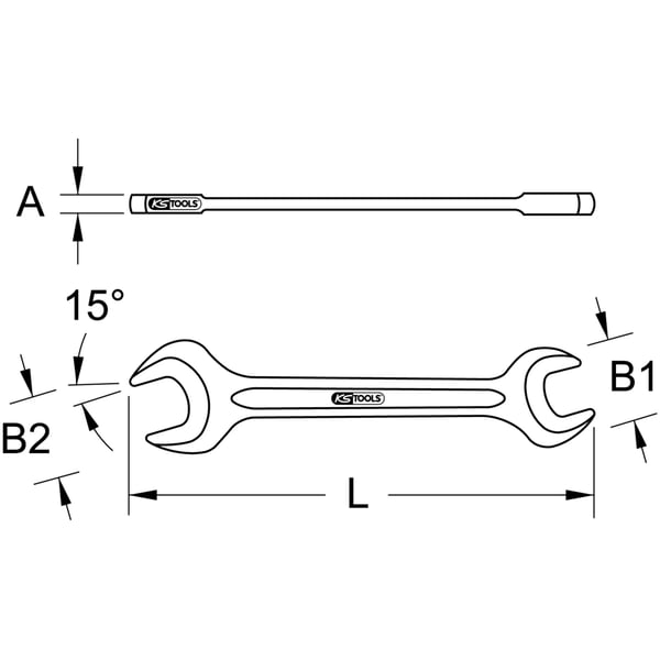 Miniatyrbillede 2 af 2: KS Tools 517.1412 åben svensknøgle