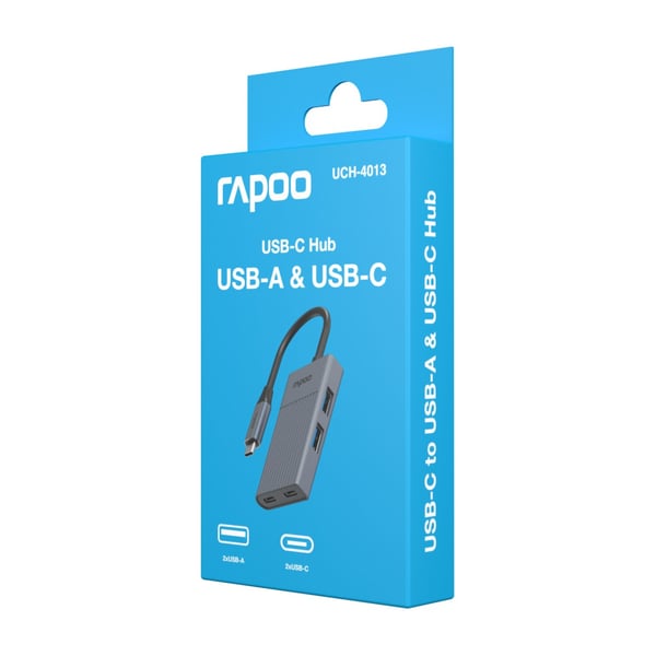 Miniatyrbild 7 av 7: Rapoo UCH-4013 gränssnittshubbar USB Type-C 5000 Mbit/s Grå