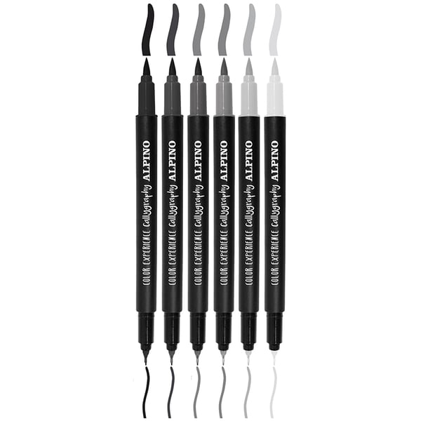 Alpino AR001040 stiftpennor Tunn / Medium Svart, Grå 6 styck