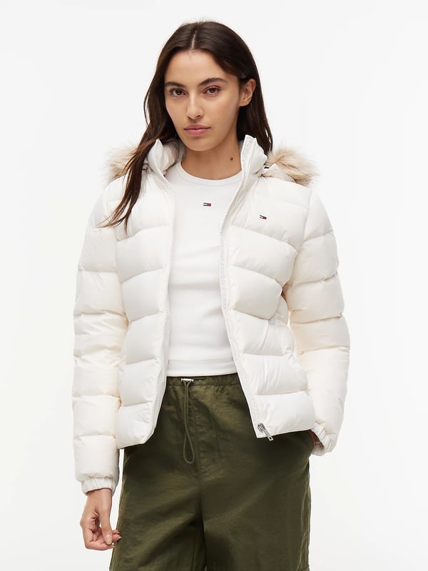 Tommy Hilfiger Faux Fur Hood Slim Down Jacket