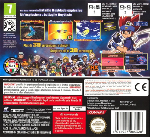 Halifax Beyblade 2 + Spin Ds Standard Italiensk Nintendo DS