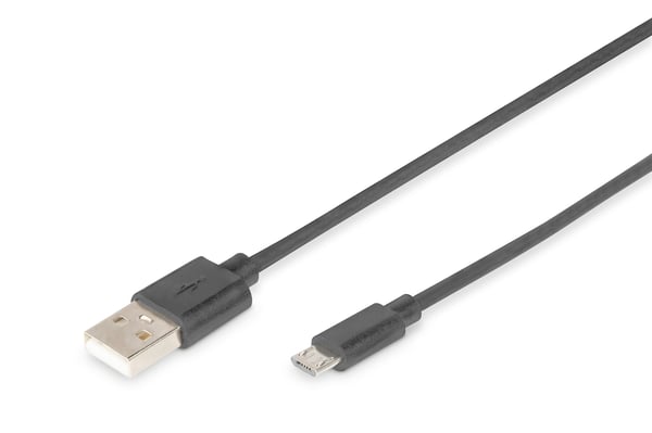 Miniatyrbillede 1 af 2: Digitus DB-300127-018-S USB-kabel USB 2.0 1,8 m USB A Micro-USB B 0,48 Gbit/sek. Sort