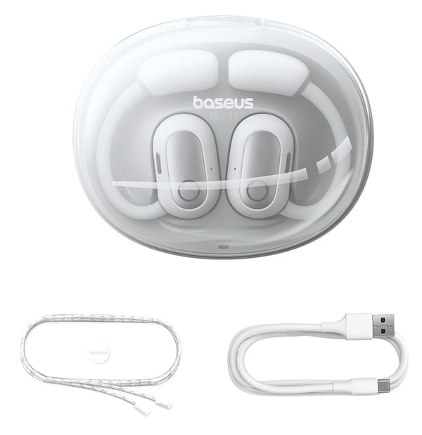 Baseus Eli Sport 1 Kuulokkeet True Wireless Stereo (TWS) Ear-hook, Avoin korva (open-ear) Puhelut/Musiikki USB Type-C Bluetooth Valkoinen