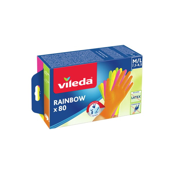 Miniatyrbild 2 av 2: Vileda 4023103216570 städhandske Nitril Grön, Orange, Rosa, Gul Unisex M/L