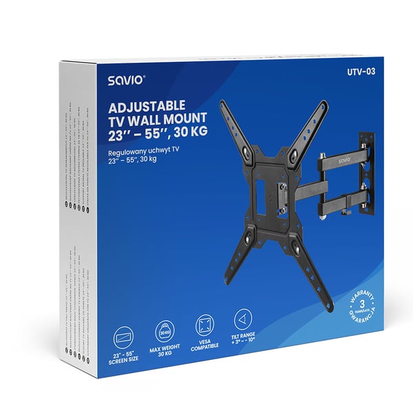 Miniatyrbillede 3 af 6: Savio UTV-03 tv-beslag 139,7 cm (55") Sort