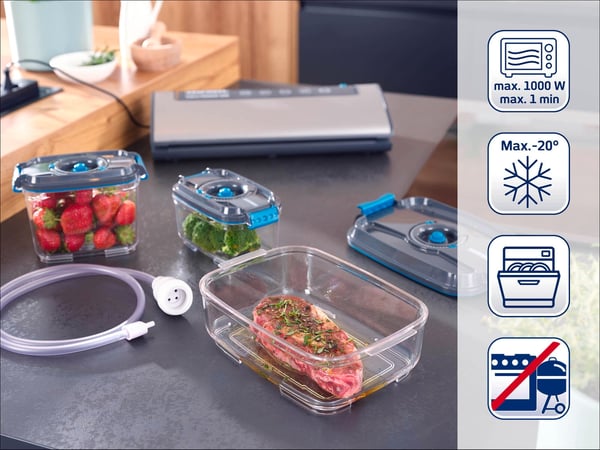 Leifheit 03233 enhed til madopbevaring Rektangulær Container Sort, Transparent 3 stk
