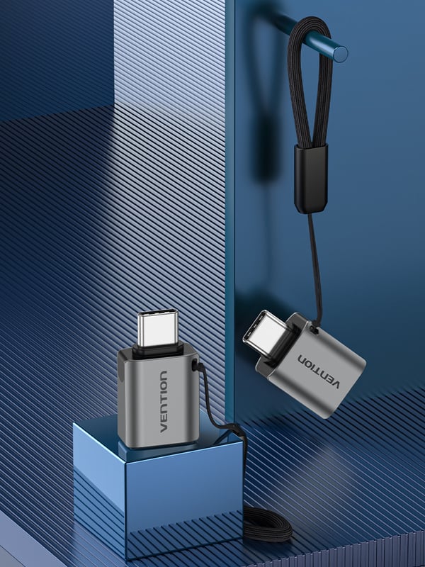 Pikkukuva 4 / 4: Vention CDQH0 kaapelin sukupuolenvaihtaja USB C USB A Harmaa