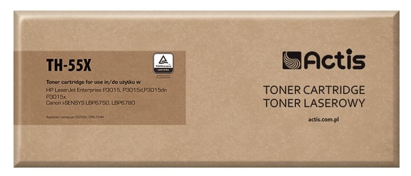 Actis Tonerpatron TH-55X (erstatning HP 55X CE255X, Canon CRG-724H; Standard; 12500 sider; sort)