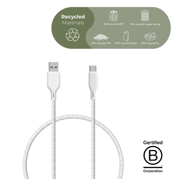 Miniatyrbild 1 av 4: ËSSENTIALS by UPSTRÖM AC120-60W-E USB-kablar USB 2.0 1,2 m USB A USB C 0,48 Gbit/s Vit