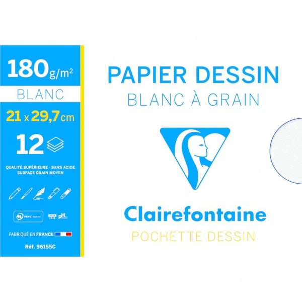 Clairefontaine 3329680961553 målarpapper Konstpapper 12 ark