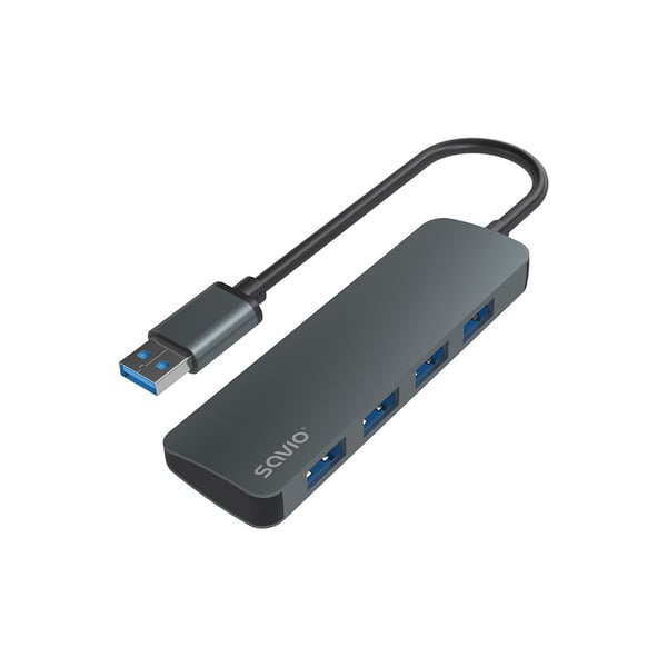 Miniatyrbild 2 av 8: Savio Hub 4 x USB-A 3.1 Gen 1 AK-53 USB 3.2 Gen 1 (3.1 Gen 1) Type-A 1000 Mbit/s Svart