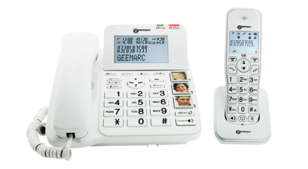 Geemarc Telecom AMPLIDECT COMBI 295 Analoginen/DECT-puhelin Soittajan tunnistus Valkoinen