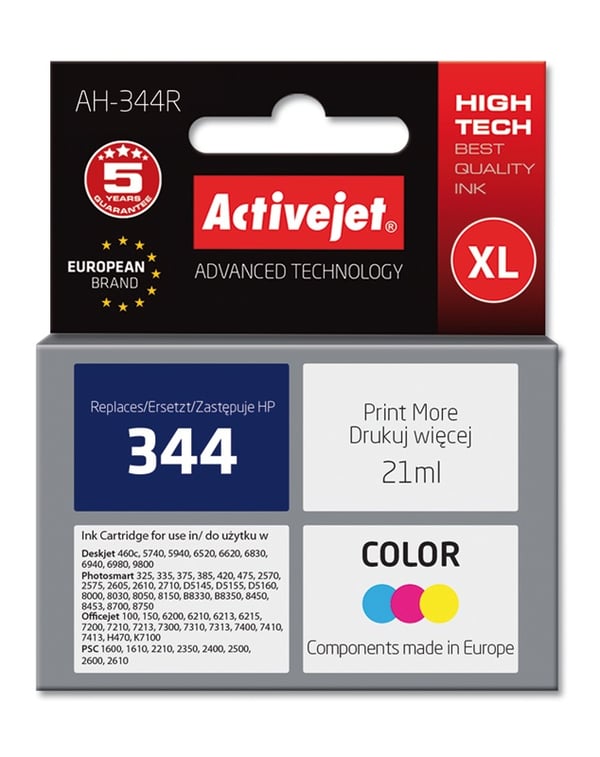 Miniatyrbild 2 av 2: Activejet AH-344R bläckpatroner 1 styck Kompatibel Hög (XL) avkastning Cyan, Magenta, Gul
