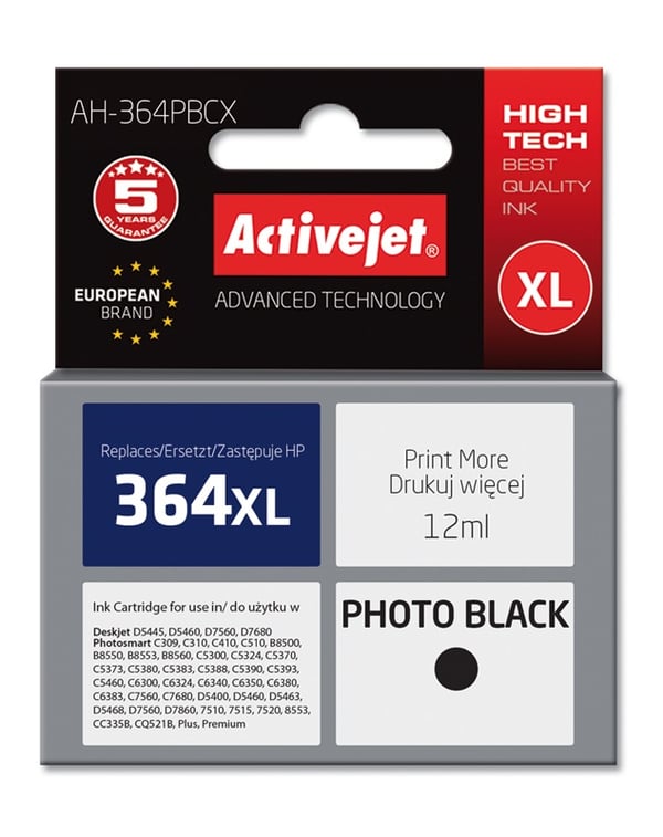 Activejet AH-364BCX blæk (erstatning HP 364XL CN684EE; Premium; 20 ml; sort)