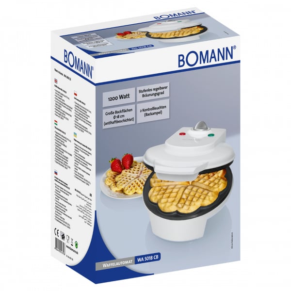 Miniatyrbillede 5 af 5: Bomann WA 5018 CB 1 vaffel/vafler 1200 W Hvid